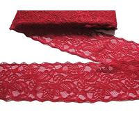 PrettyBoutique 1 Yard of 8cm Wide Elastic Stretch Lace Trim Ribbon Fabric Crafts Sewing DIY (Wine)