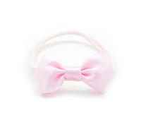 PrettyBoutique Baby Girls Satin Bow Soft Skinny Elastic Nylon Headband Hair Band Accessories (Light Pink)