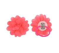 PrettyBoutique Girls Kids Women Chiffon Flower Hair Band Ponio Elastic Ponytail Bobble Accessories (7cm, Neon Pink)