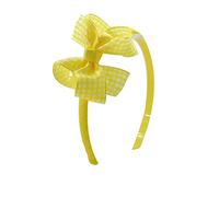 PrettyBoutique Girls School Gingham Bow Knot Alice Band Headband (Yellow)