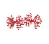 PrettyBoutique Pair of 3 Inches Girls School Gingham Flat Fan Bow Hair Alligator Clips Bobbles Elastics Ties (4.8cm Alligtor Clips, Red)