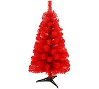 Prettybuy Christmas Tree with Plastic Stand,3-feet,pvc (Red)