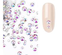 PrettyG 1440pcs x2 Packs Nail Crystals AB Coating Sparkly Round Flatback Rhinestones for Nail Crafts Art Embellishments Non-Self-Adhesive (AB, SS6)