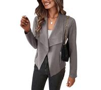 PRETTYGARDEN Faux Suede Jackets for Women Fall Clothes Long Sleeve Open Front Short Coat Outwear