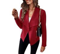 PRETTYGARDEN Faux Suede Jackets for Women Fall Clothes Long Sleeve Open Front Short Coat Outwear