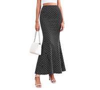 PRETTYGARDEN Maxi Skirts for Women 2026 Summer Flowy High Waisted Polka Dot Mermaid Office Work Spring Fashion Long Skirt, Dot Black White, S