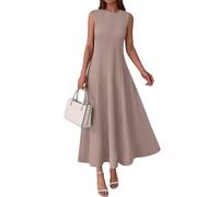 PRETTYGARDEN Sleeveless Crewneck Spring Maxi Dresses for Women 2026 Elegant Classy Semi Formal A Line Modest Party Dress, Grey Coffee, M
