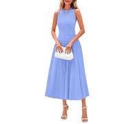 PRETTYGARDEN Spring Casual Dresses for Women 2025 Summer Business Work Midi Sleeveless A Line Pleated Cocktail Dress