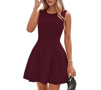 PRETTYGARDEN Summer Dresses for Women 2026 Elegant Classy Spring A Line Business Casual Work Graduation Cocktail Short Dress, Burgundy, XL