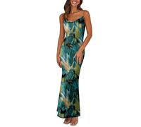 PRETTYGARDEN Women's 2026 Spring Floral Spaghetti Strap Maxi Dress Stretch Sexy Bodycon Dress Backless Slip Long Dresses, A-Green, L