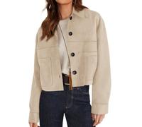 PRETTYGARDEN Women's Faux Suede Cropped Jacket Casual Lightweight Fall Fashion 2025 Winter Coats Outerwear Trendy Clothes