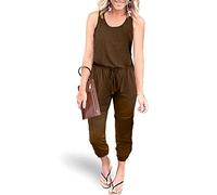 PRETTYGARDEN Womens Jumpsuit Casual Summer One Piece Romper, Coffee, XXL
