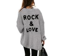 PRETTYGARDEN Women's Long Sleeve Open Front Knit Cardigans Sweaters Soft Loose Draped Coat Outerwear, Grey, Small