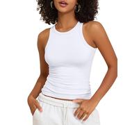 PrettyGuide Women's Cotton Jersey Crew Neck Fitted Tank Tops Racerback Casual Basic Summer Sleeveless Tops, White, 18-20