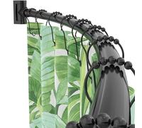 PrettyHome Adjustable Curved Aluminium Metal Shower Cane Extendable 15.5 to 28.3 inches (38 to 72 cm) Exquisite Telescopic Design Customisable for Bathroom Chrome Black