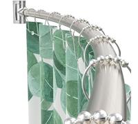 PrettyHome Adjustable Curved Shower Curtain Rail Rustproof Expandable Aluminum Metal Shower Rod 38-72 Inch Telescopic Design Exquisite Adjustable for Bathroom Chrome