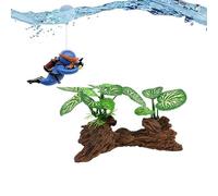Prettyia Fish Tank Decorations Aquarium Ornaments Betta Silk Leaf Plants Artifical Driftwood cave Goldfish Bowl Accessories Diver Ornament 2pcs (Type-A)