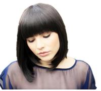 Prettyland Black Mid -length BOB Cut Short Hair Wig Straight Bangs Natural Matt for Daily Use C932