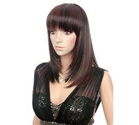 Prettyland Brunette Brown Black Mid-Length Straight matt Natural static-free Wig Layered Cut Face-forming Effect C721