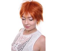 Prettyland C1419 - Short Hair Wig Wild Fringed Pixie Layered Cut for Everyday Women Men - Red Orange