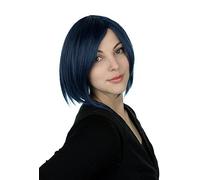 Prettyland C147 - Short Hair Wig Straight Bob Style Long Bangs for Everyday black Blue with Highlights
