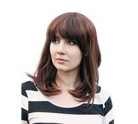 Prettyland matt Natural static-free Mid Medium Length Silky Straight Brunette Wig with Highlights - Brunette Brown C853