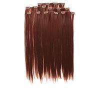 Prettyland static-free 20 inch 7 piece Clip-In Set Straight long Extensions Hairpiece mahogany-brown R06