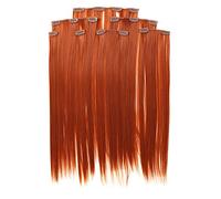 Prettyland static-free 20 inch 7 piece Clip-In Set Straight long Extensions Hairpiece orange copper red R01