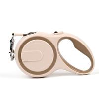 PRETTYLE 3M/9.8ft Tangle-Free Retractable Leads with Metal Clips, One Button Retract/Release, Suitable for Small Animals Running Training Such as Puppies and Kittens weighing up to 15KG/34LBS (Khaki)