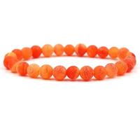 PRETTYLE Crystal Bracelet, 7 Chakra Natural Crack Stone Bead Orange Elastic Bracelet Fashion Boho Women Lucky Yoga Energy Bangle Jewelry For Couple