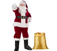 PrettyQueen Men's Deluxe Santa Suit Christmas Adult Santa Claus Costume