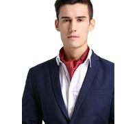 Prettystern Ascot Men's Elegant Silk Tie Handkerchief Neck Scarf Two Layers, 9. Red Paisley Print, 128 cm X 15 cm