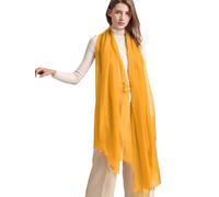 Prettystern Ladies 100% summer cashmere scarf light ring pashmina scarf for evening dress shoulder scarf XL fine cashmere mustard-yellow