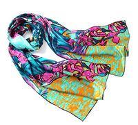 Prettystern Ladies 63" lang Art painting Silk Scarf Post-Impressionism - Van Gogh - Iris - Azur Blue