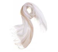 Prettystern Linen Plain Colour Unisex Summer Fringe Scarf, T95 White Light Khaki, 180/55 cm + seitlich 10cm Fransen