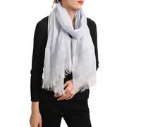 Prettystern Mottled Tone on Tone Plain Colour Unisex 100% Linen Cool Summer Long Scarf - T05 blue