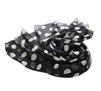 Prettystern Polka Dots Print Ladies long light transparent Chiffon Silk Scarf Circle black