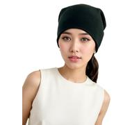 Prettystern Rolled Edge Plain Colour Women Casual 100% Cashmere Wool Skullies Beanie Knit Hat Dark Green