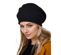 Prettystern Rolled Edge Plain Women Casual 100% Cashmere Wool Beret Skullies Beanie Knit Hat Black