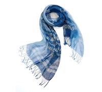 Prettystern Tie-Dye Batik Blue Gradient 100% Linen Scarf Summer Long Ladies Shawl T61 Plum Blossom