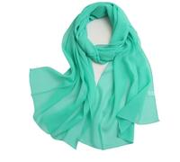 Prettystern Uni-colour Fine 180cm Long Georgette Silk Scarf Shawl For Evening Dress Leisur Sea Green