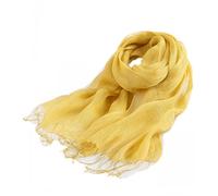 Prettystern uni Colour plain fringes 100% linen Cool Casual spring summer scarf - T17 mustard yellow