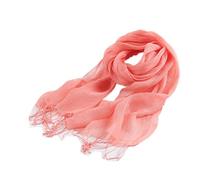 Prettystern uni coloured plain fringes 100% linen Cool Casual spring summer shawl - T14 watermelon red