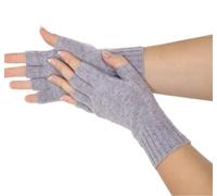 Prettystern Women 100% CASHMERE Wool soft Half-Finger Gloves Wirst Warmers Gauntlets cuffs plain Colour Silver-Grey
