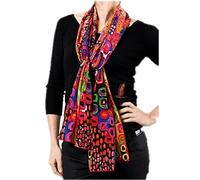 Prettystern Women long 160cm Art Painting Pure Silk Multicoloured scarf shawl - Red P261