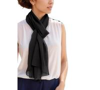 Prettystern Women Plain Uni-colour Fine Extra Long Georgette Silk Scarf Shawl For Evening Dress Wedding Black