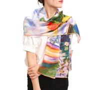 Prettystern Women Silk Scarf Impressionism Painting Art Prints Blue Monet Sailboats on the Seine P712