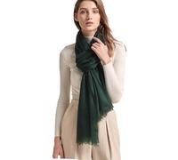 Prettystern Women's 100% Cashmere Feather Light Ring Pashmina Scarf Evening Dress Stole Made of Wafer-Thin 200 Yarn Cashmere Threads, 10. Dark Green, 200 cm X 100 cm