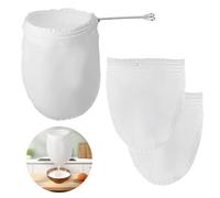 Pretwad Thai Tea Filter Fine Mesh Strainer Bags with Handle - 3 Pack - White - Cotton - Round - Strainer Bag - TEAS