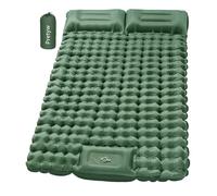 Pretyw Double Sleeping Pad for Camping, Ultralight Camping Mattress with Pillow, Built-in Foot Pump, Thick Self-Inflatable 2-Person Portable Mat for Backpacking Hiking Car Traveling Beach Tent